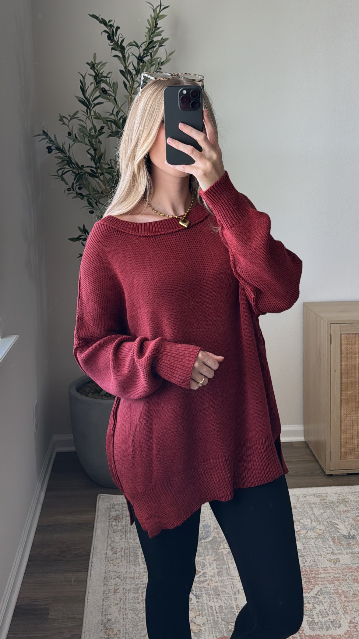 Exposed Seam Sweater / Ruby