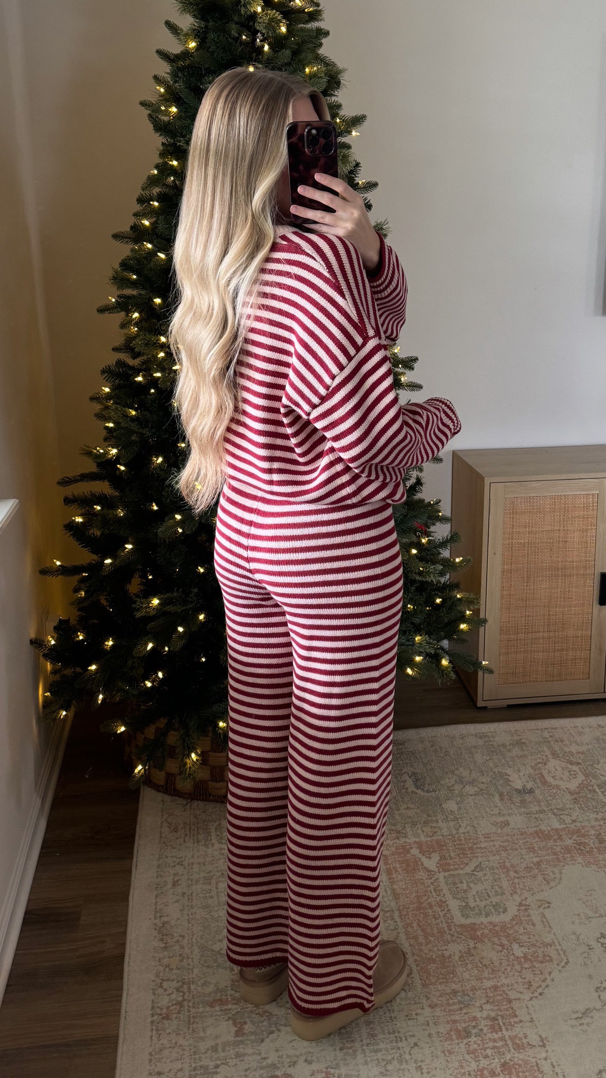 Strawberry Cream Knit Striped Set