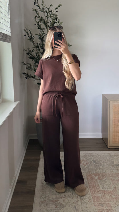 Haven Ribbed Set / Dark Brown