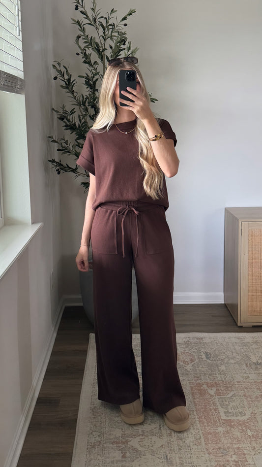 Haven Ribbed Set / Dark Brown