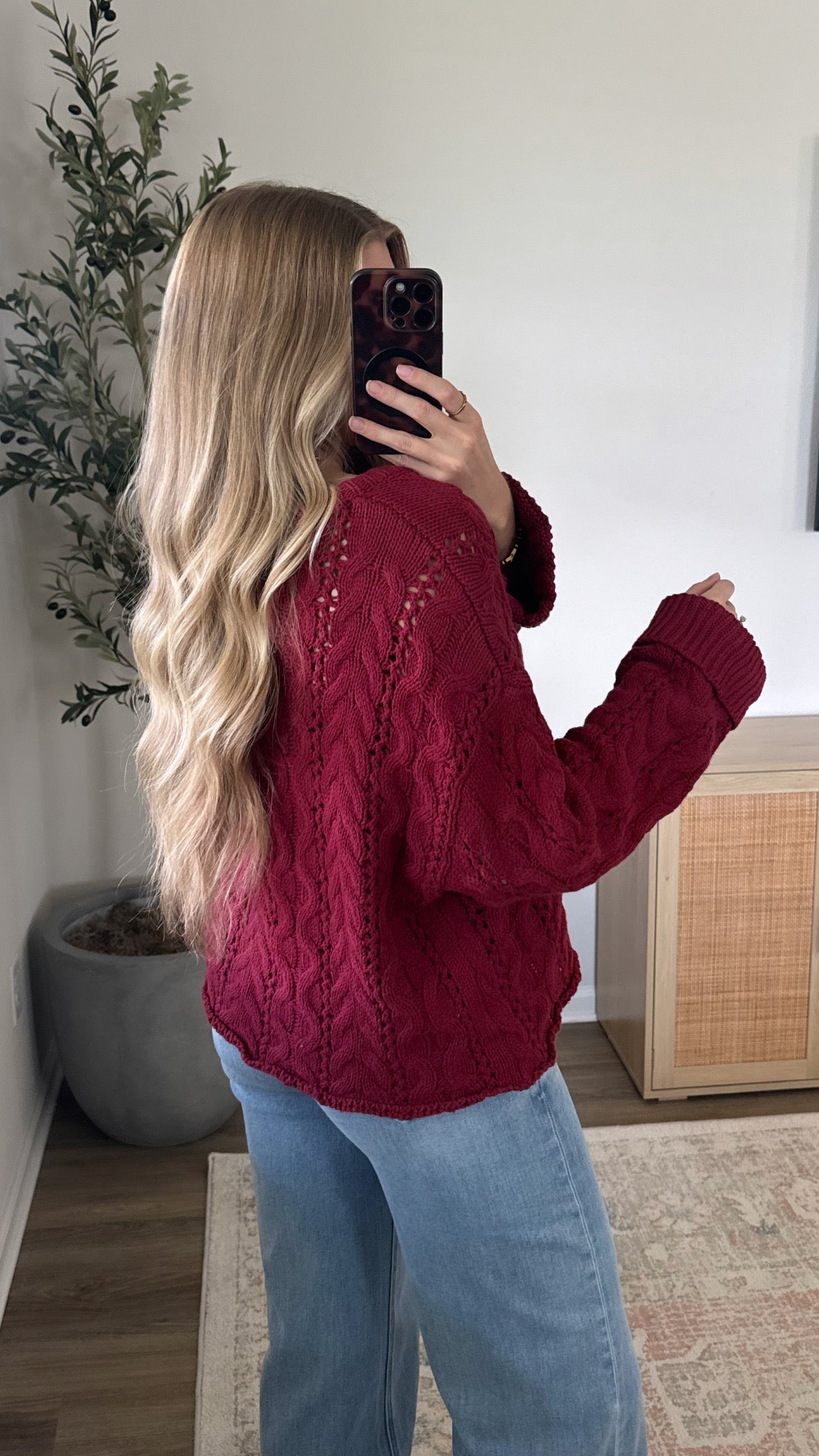 Laci Cable Knit Sweater / Burgundy