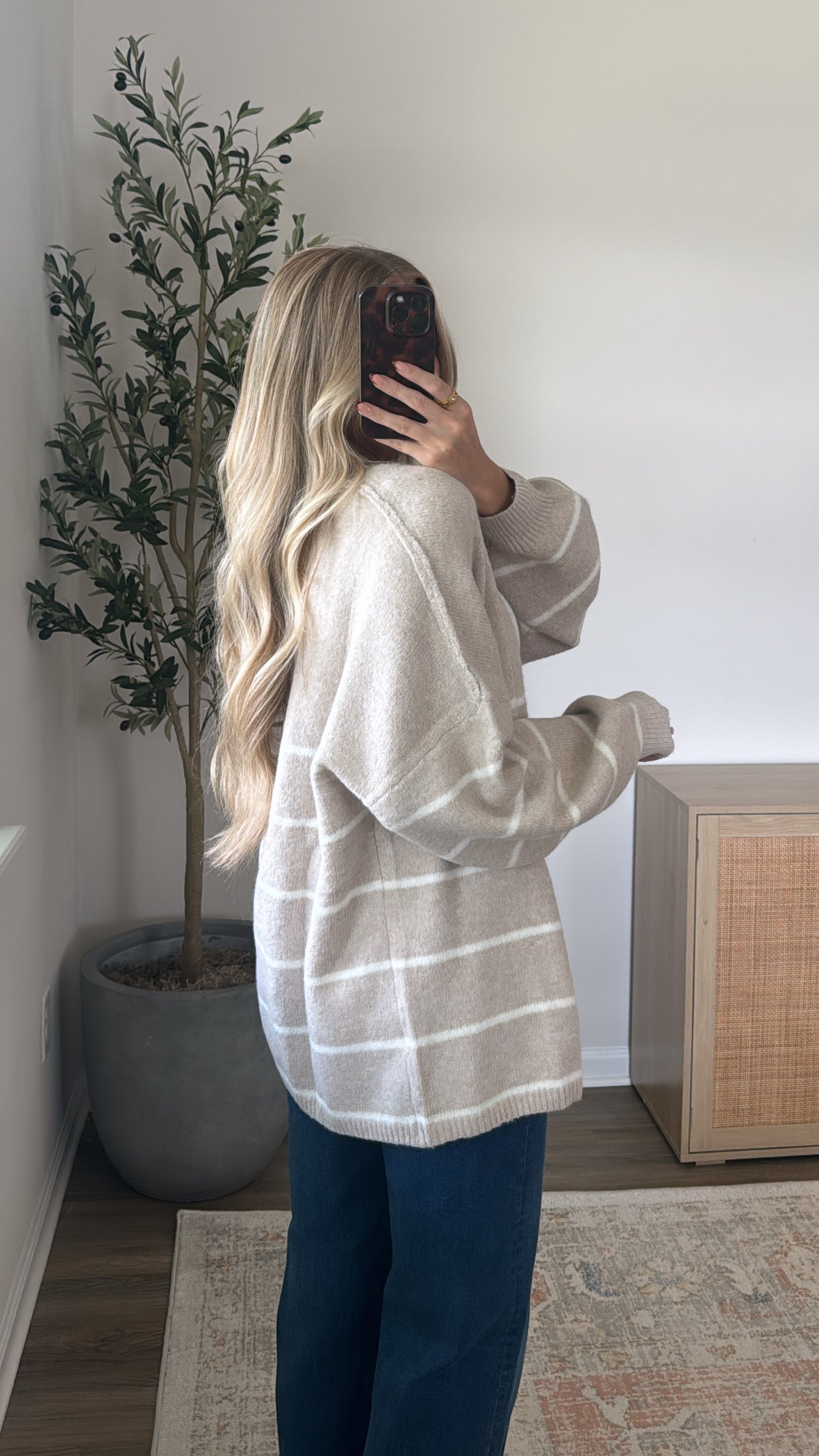 Karlie Striped Cardigan / Taupe