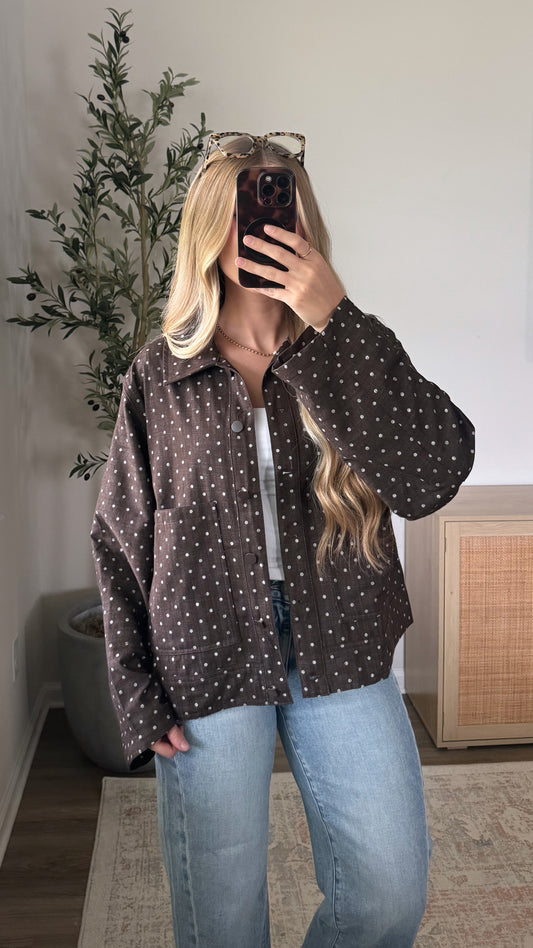 Lightweight Polka Dot Jacket / Brown