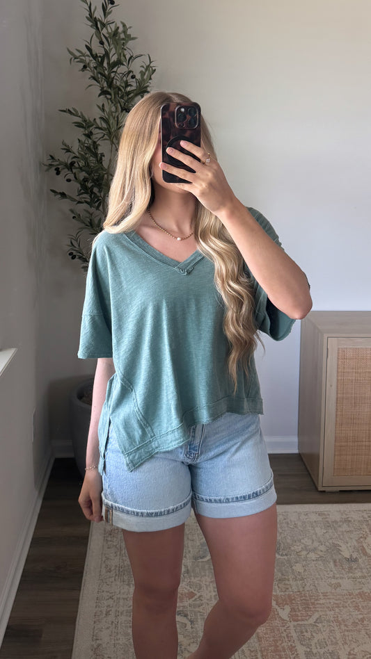 V-Neck Short Sleeve Tee / Jade