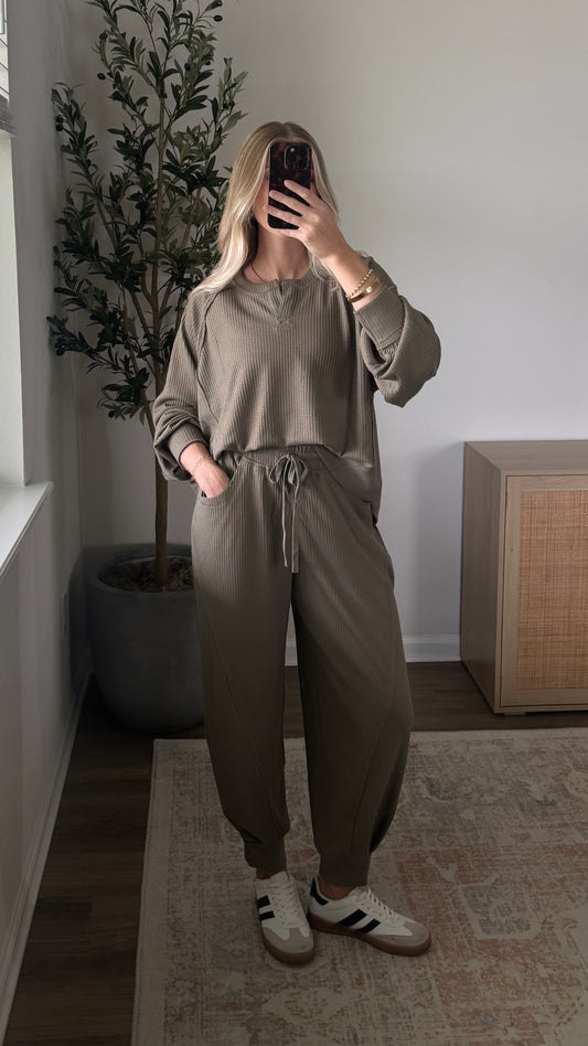 Waffle Jogger Set / Olive