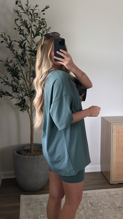 Cotton Biker Shorts Set / Jade