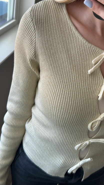 Metallic Bow Top / Champagne
