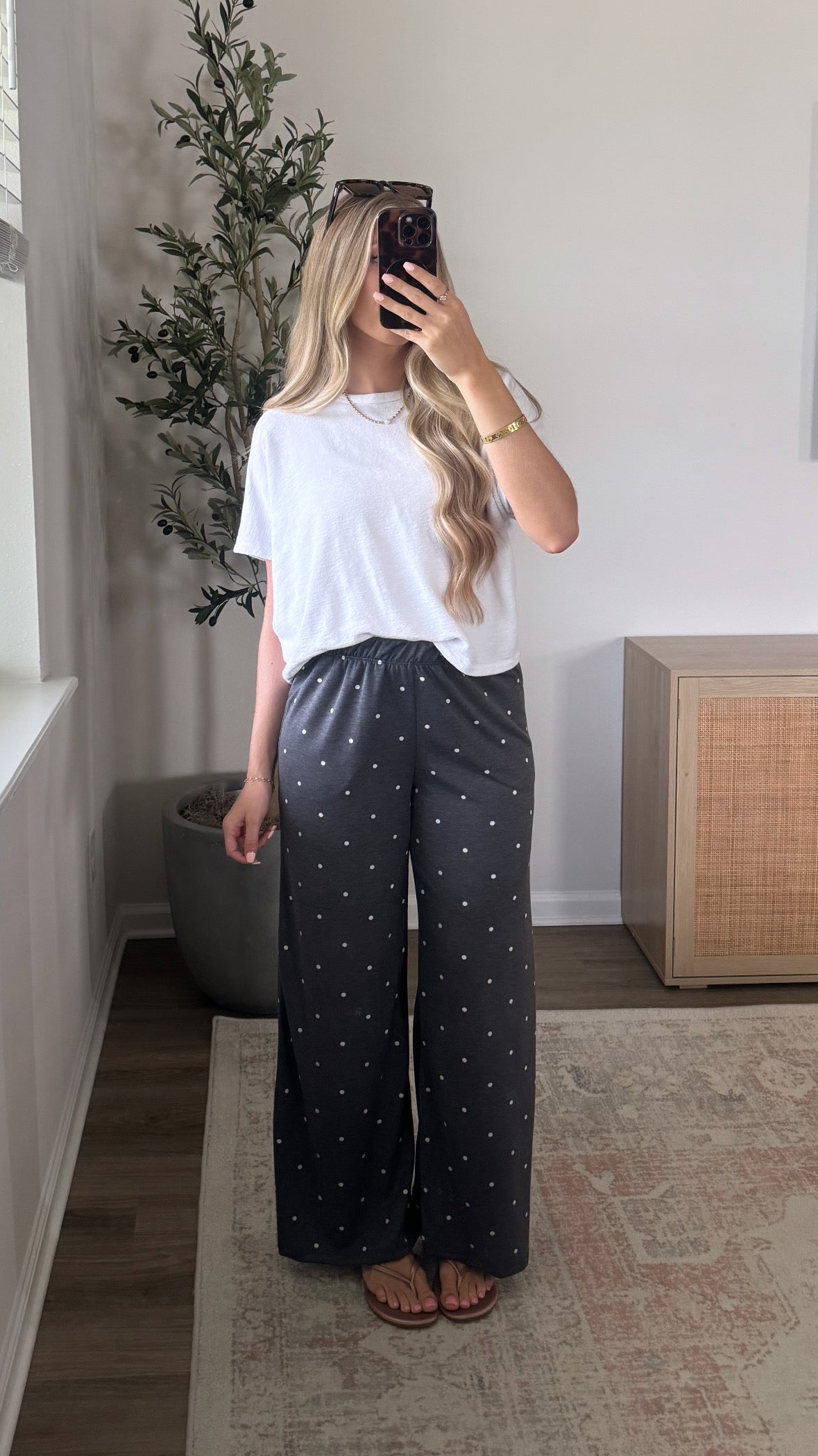 Polka Dot Lounge Pants / Dark Grey