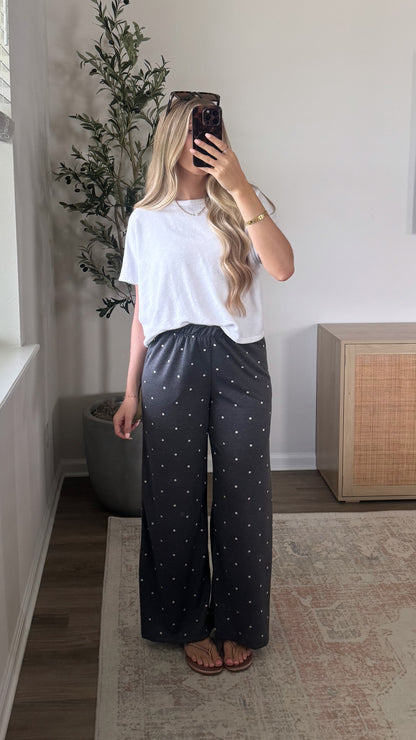 Polka Dot Lounge Pants / Dark Grey