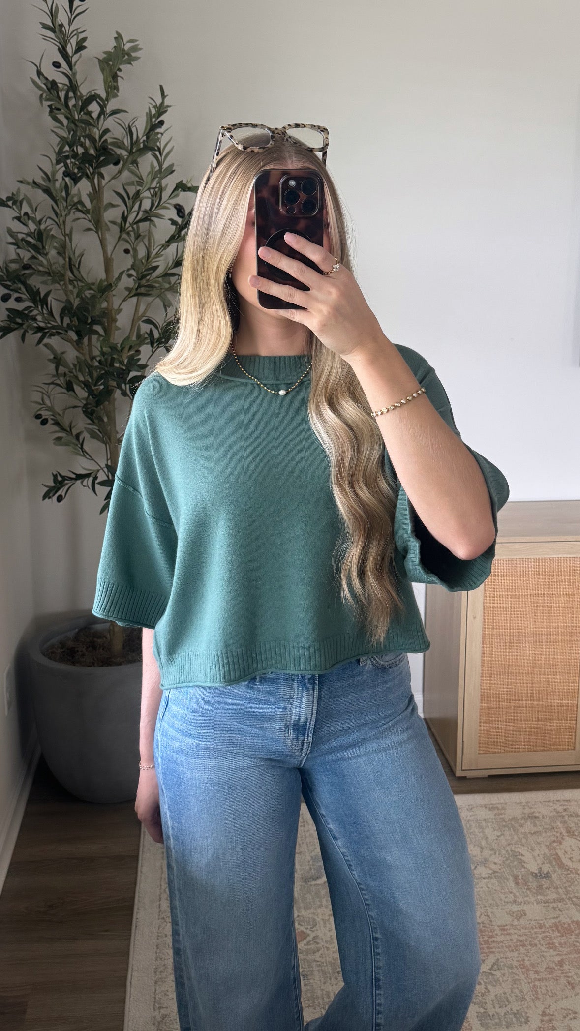 Kelli Short Sleeve Knit / Jade
