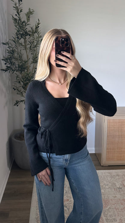 Tie Waist Cardigan / Black
