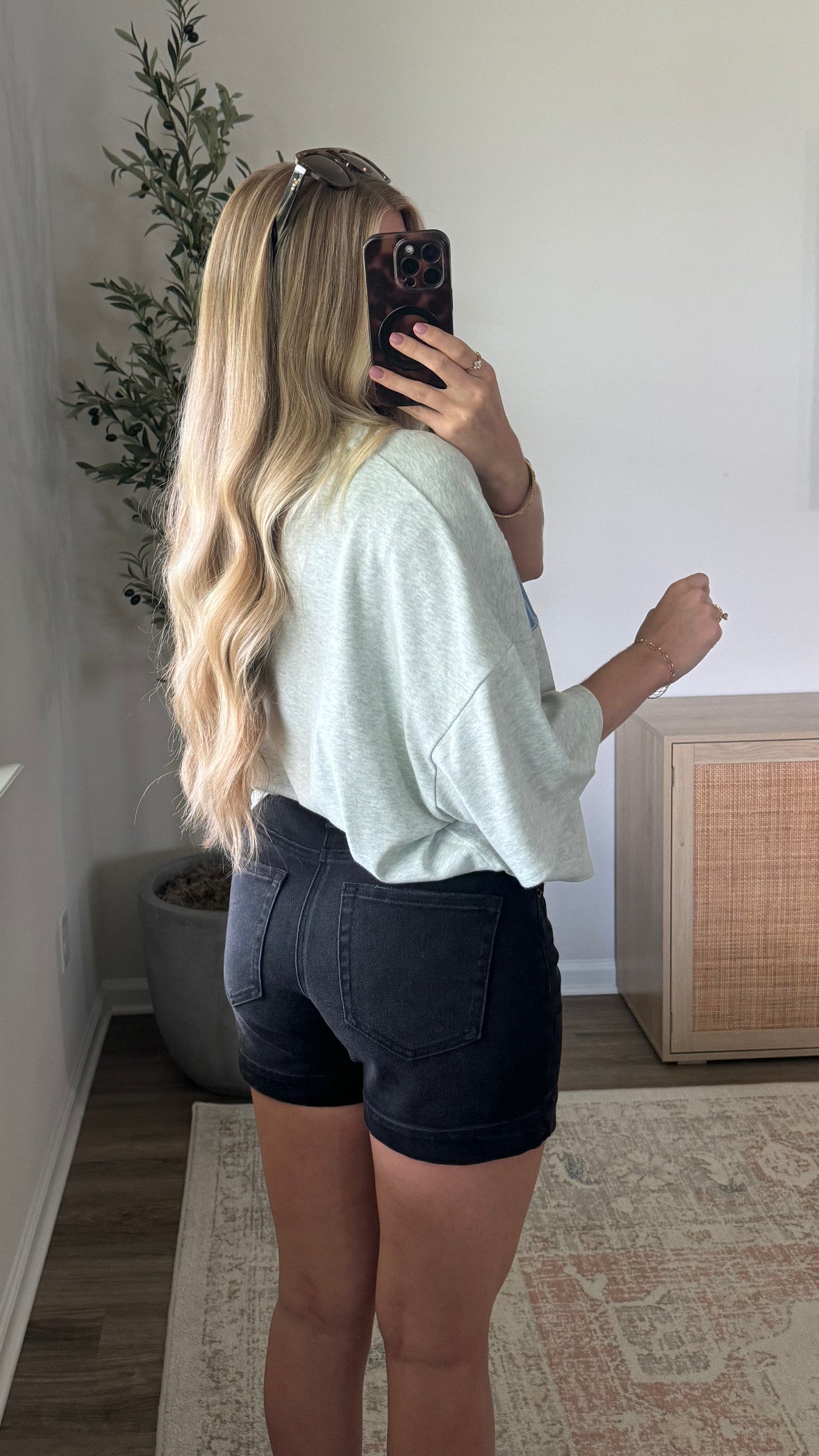 Washed Black Denim Shorts