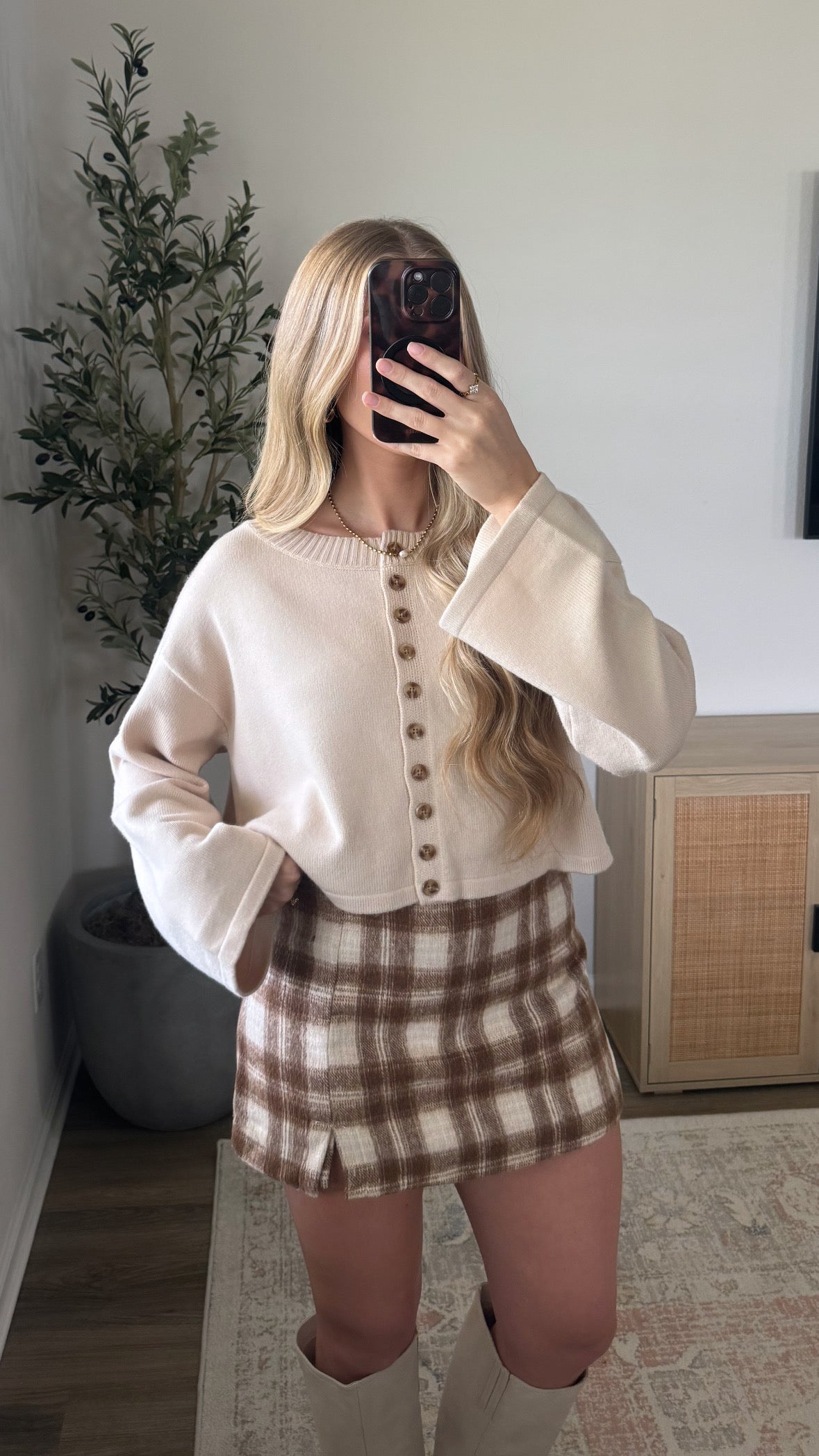 Sadie Cropped Cardigan / Natural