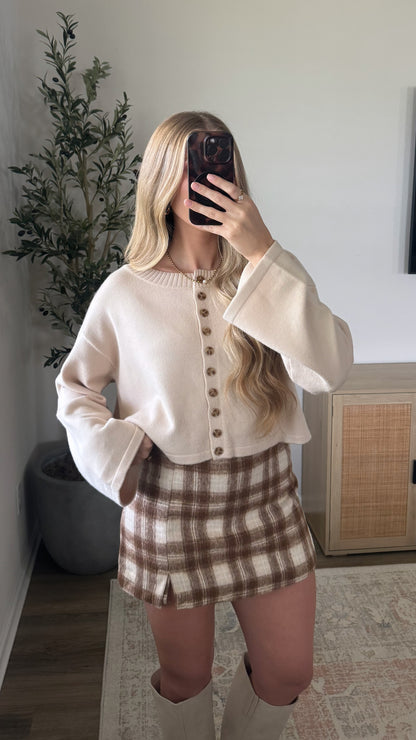 Sadie Cropped Cardigan / Natural