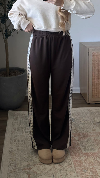 PREORDER (11/7) - Lace Detail Pants / Dark Brown