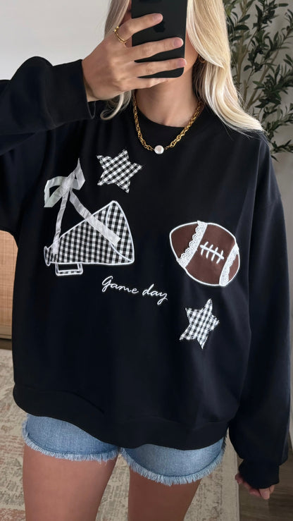 Game Day Patchwork Pullover / Black