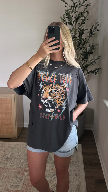 Stay Wild Graphic Tee / Charcoal