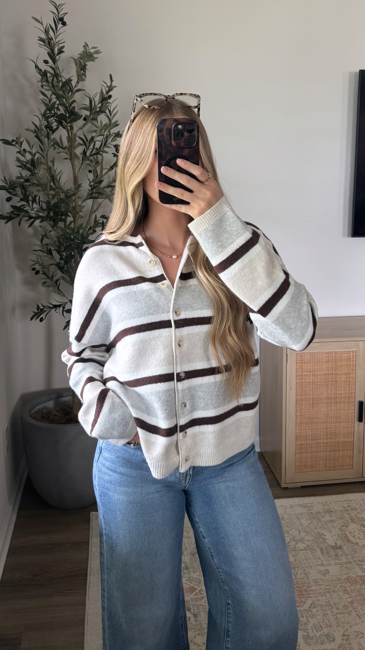 Bella Striped Cardigan / Cream