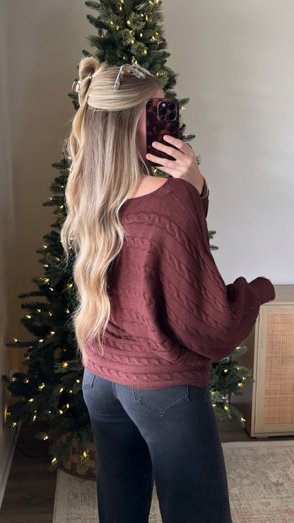 Mistletoe Cable Knit / Dark Brown