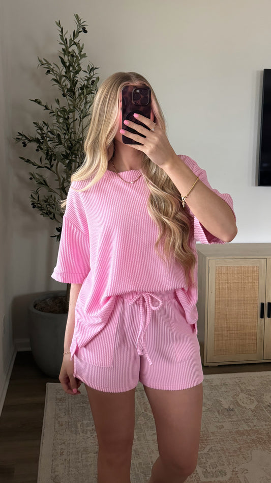 Ribbed Lounge Set / Pink