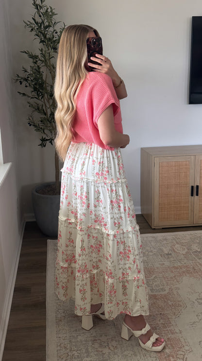 Floral Maxi Skirt / Pink