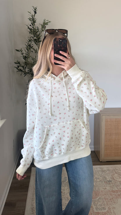 Ditsy Floral Hoodie / Pink