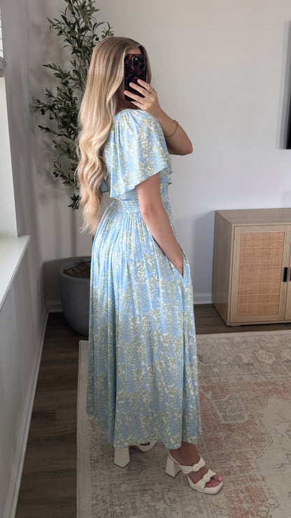 Morning Blossom Maxi Dress / Blue