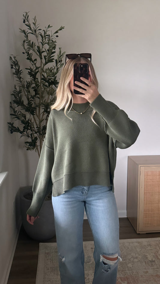 Cropped Essential Knit / Olive