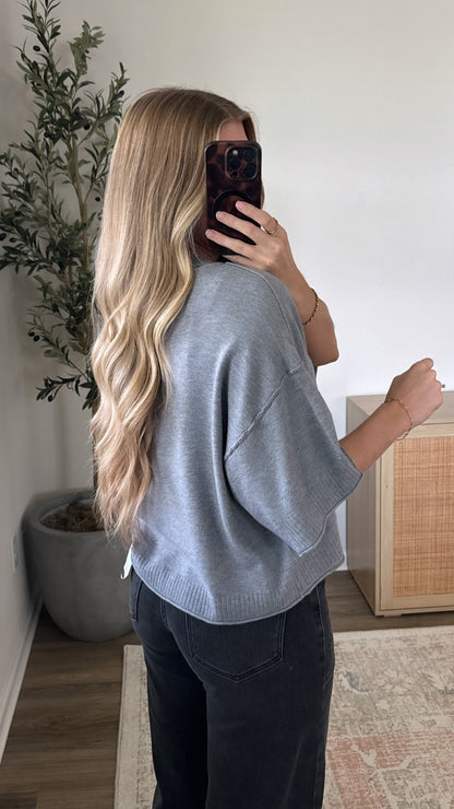 Kelli Short Sleeve Knit / Heather Grey