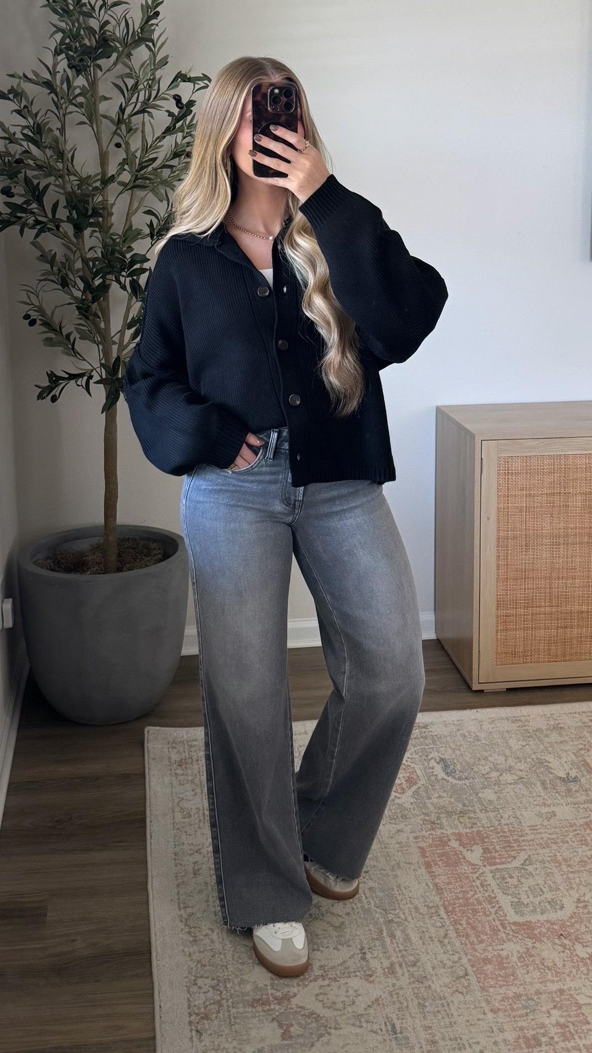 Grey Wide Leg Jeans