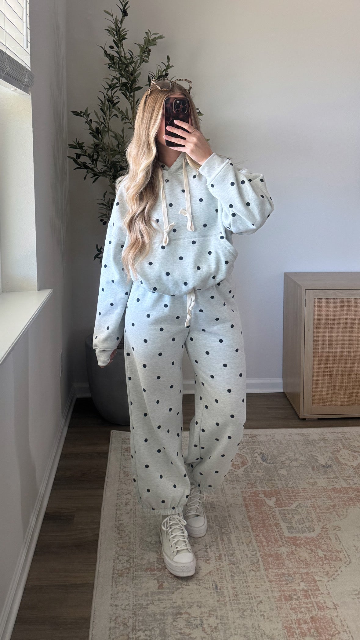 Polka Dot Joggers / Grey + Navy