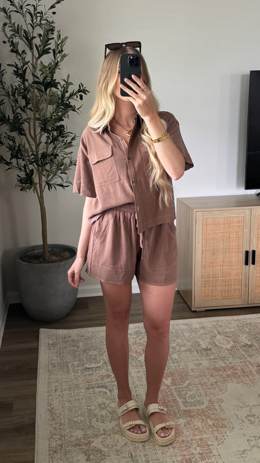Teddy Shorts Set / Brown