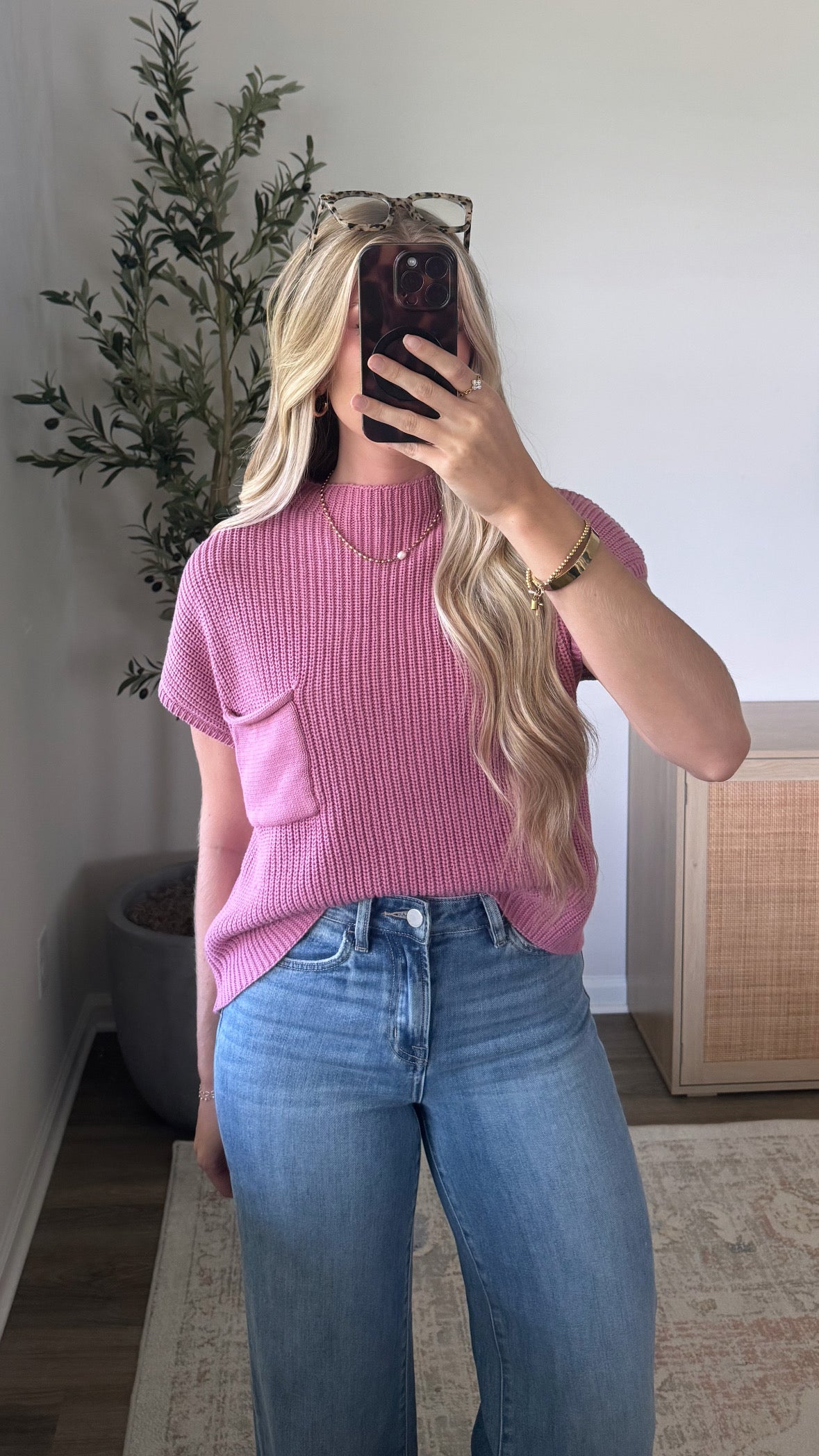 Kristen Mock Neck Sweater / Dusty Rose