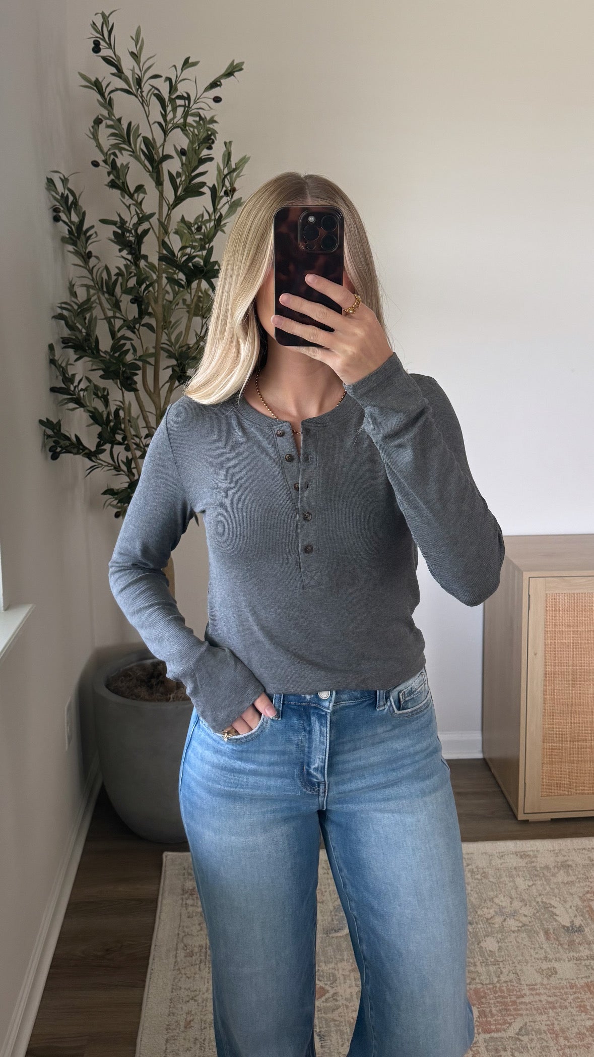 Modal Henley Top / Heather Grey