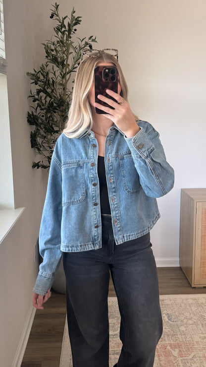 Lightweight Cropped Denim Jacket