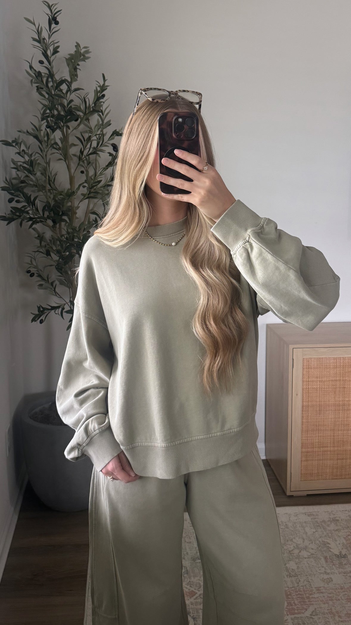 Quinn Barrel Sweatpants Set / Light Sage
