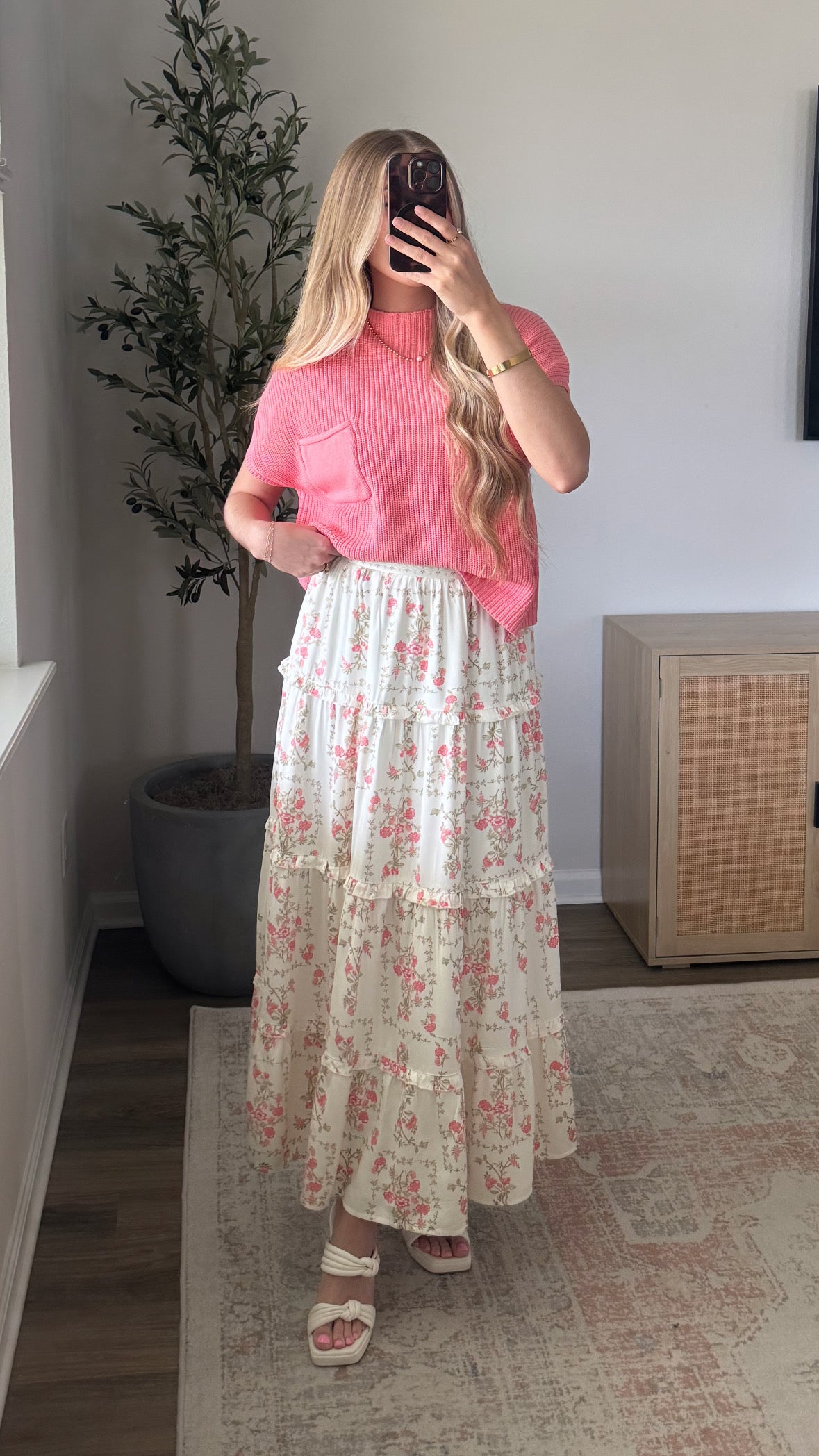 Floral Maxi Skirt / Pink