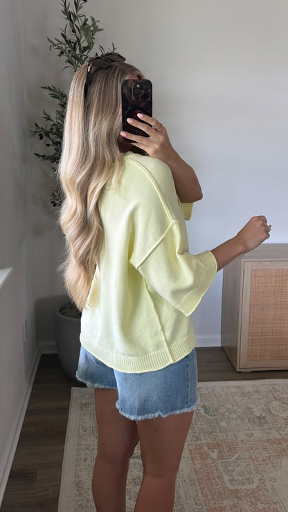Carmen Short Sleeve Sweater / Yellow