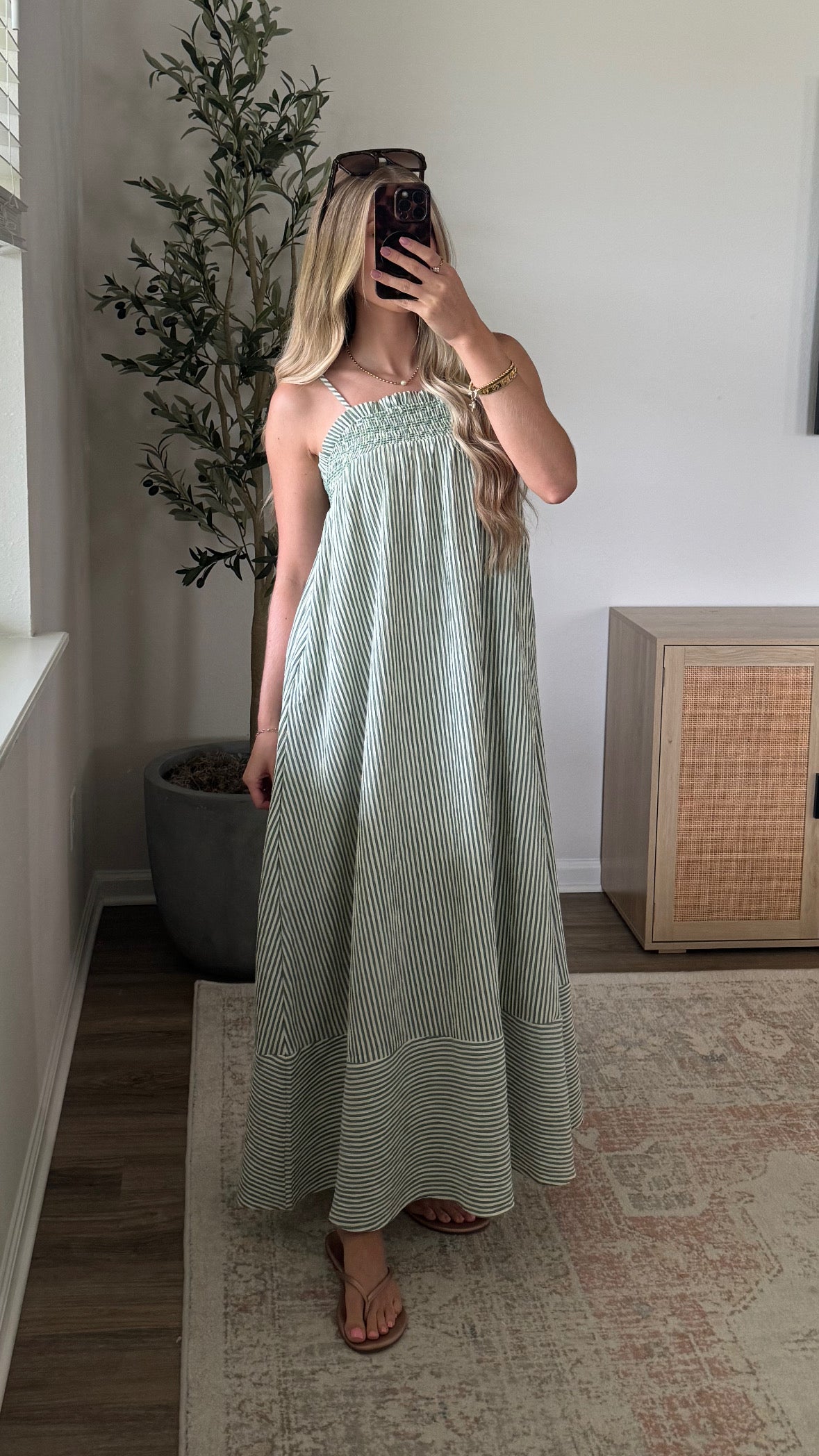 Marina Striped Maxi Dress / Green