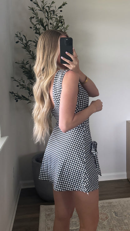 Gingham Athletic Wrap Dress