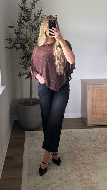 Polka Dot Poncho / Brown