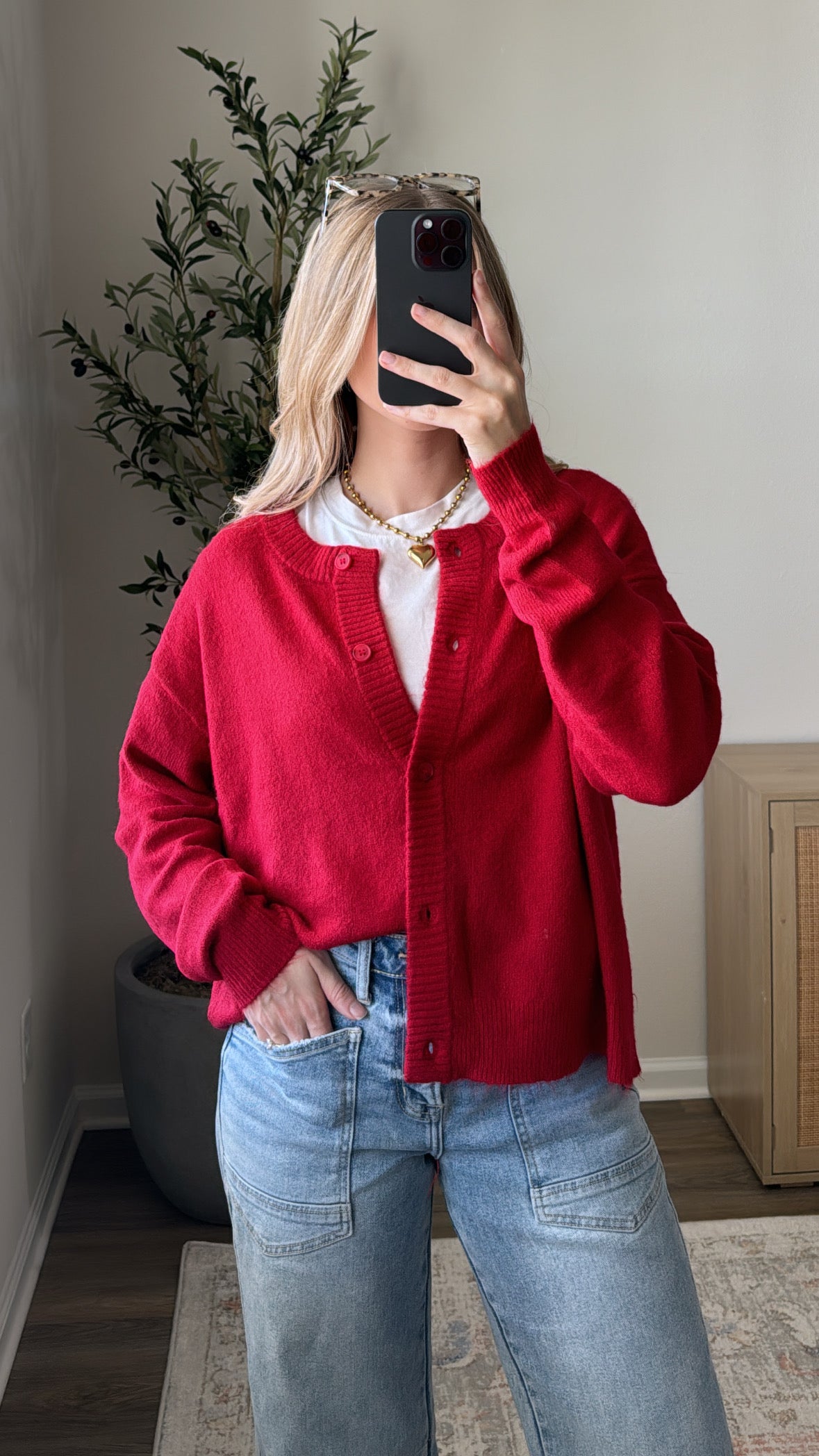 Cherry Red Cardigan