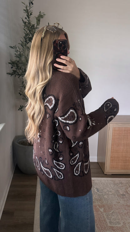 Paisley Cardigan / Dark Brown
