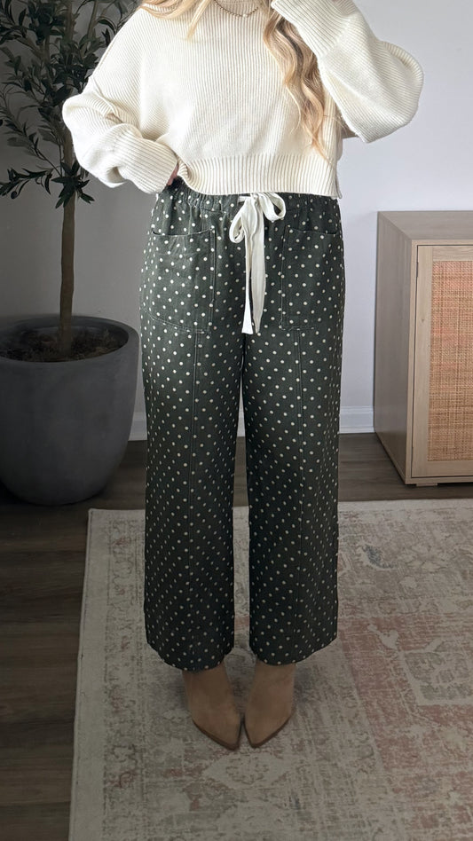 Polka Dot Pants / Olive Green