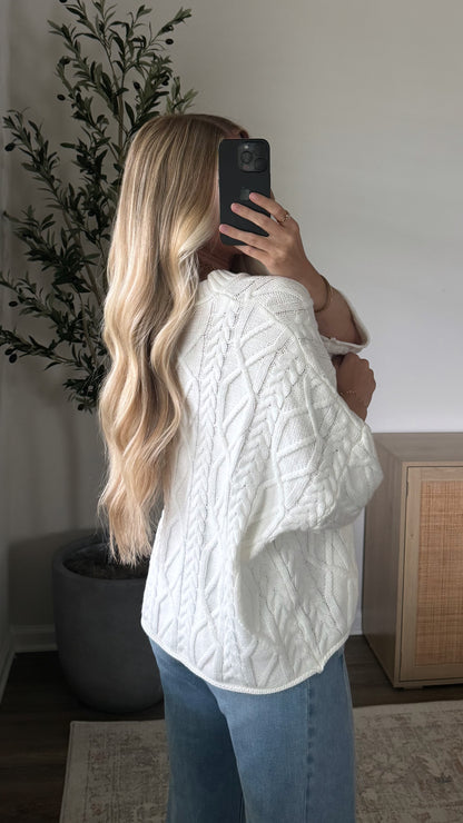 Short Sleeve Cable Knit / Ivory