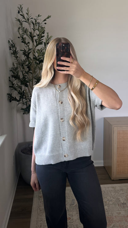 Short Sleeve Cardigan / Grey