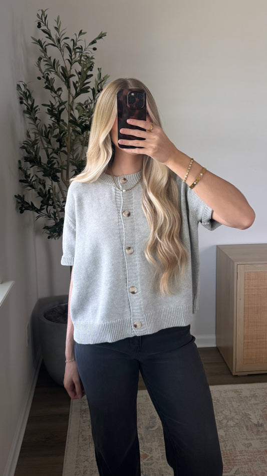 Short Sleeve Cardigan / Grey