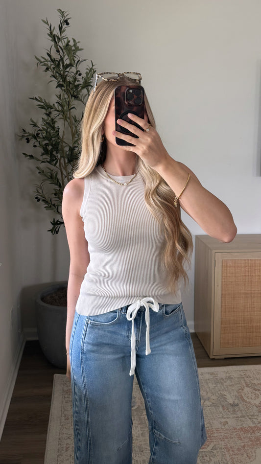 Ribbed Knit Tank / Sand
