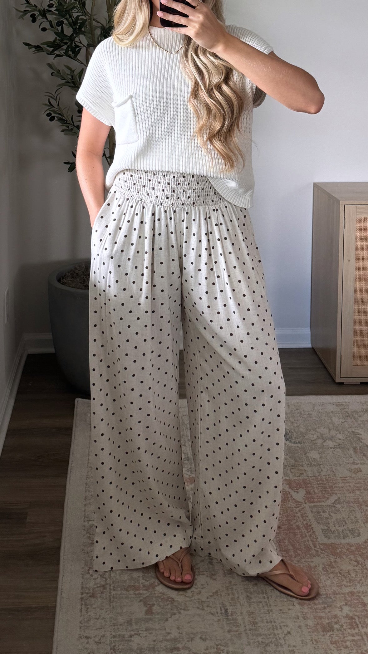 Dotted Linen Pants / Natural