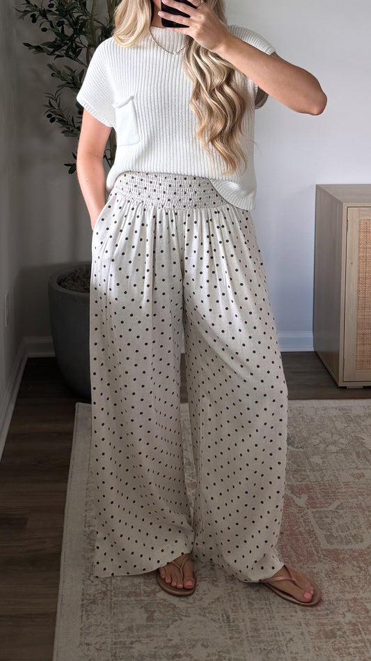 Dotted Linen Pants / Natural